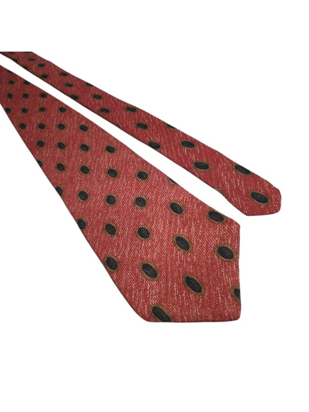 Geoffrey Beene Dockers Polka Dot Silk Tie Red Black Gold Mens Classic Necktie